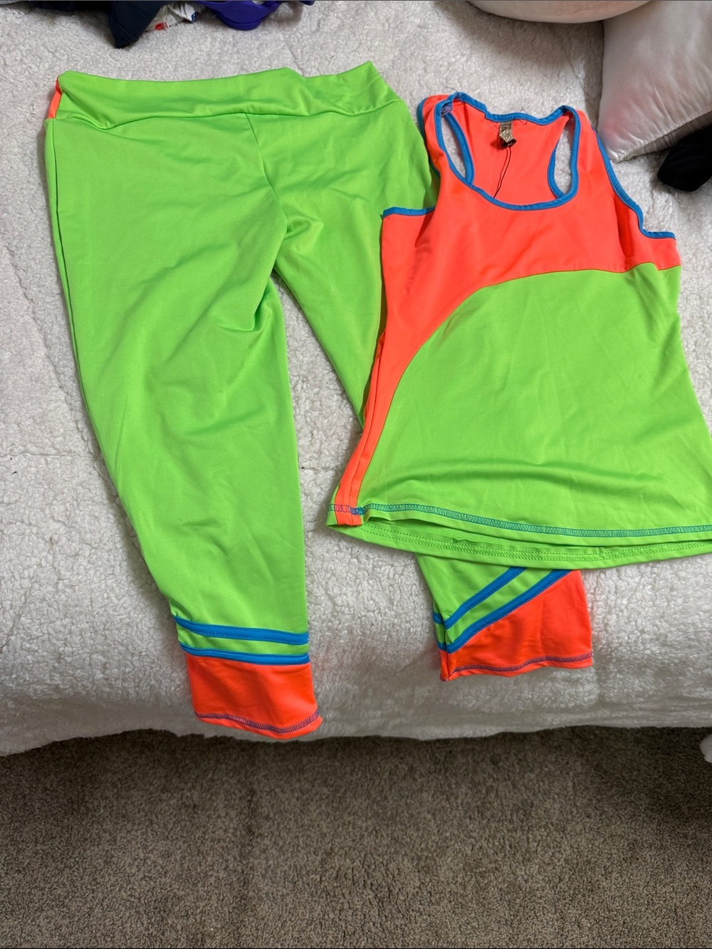 TRUE ROCK Neon Orange & Bright Blue Athletic Tank